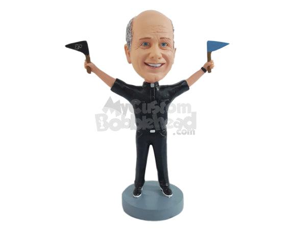 Custom Bobblehead Priest football fan chearing with arms up holding flags - Sports & Hobbies Baseball & Softball Personalized Bobblehead & Action Figure Custom Bobblehead Priest football fan chearing with arms up holding flags - Sports & Hobbies Baseball & Softball Personalized Bobblehead & Action Figure